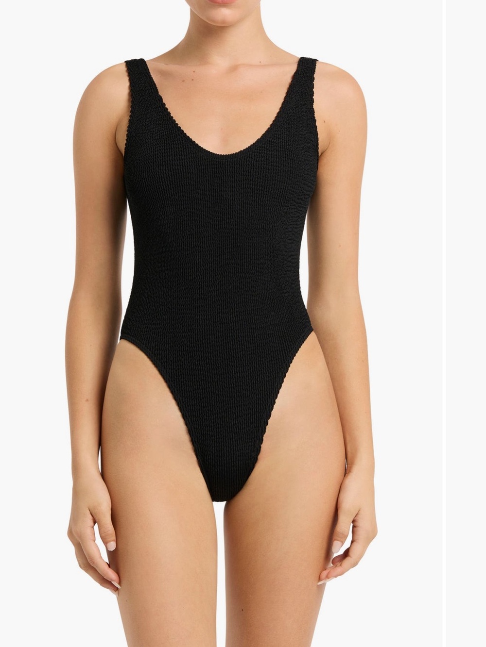 bond-eye Black Textured One-Piece Swimwear